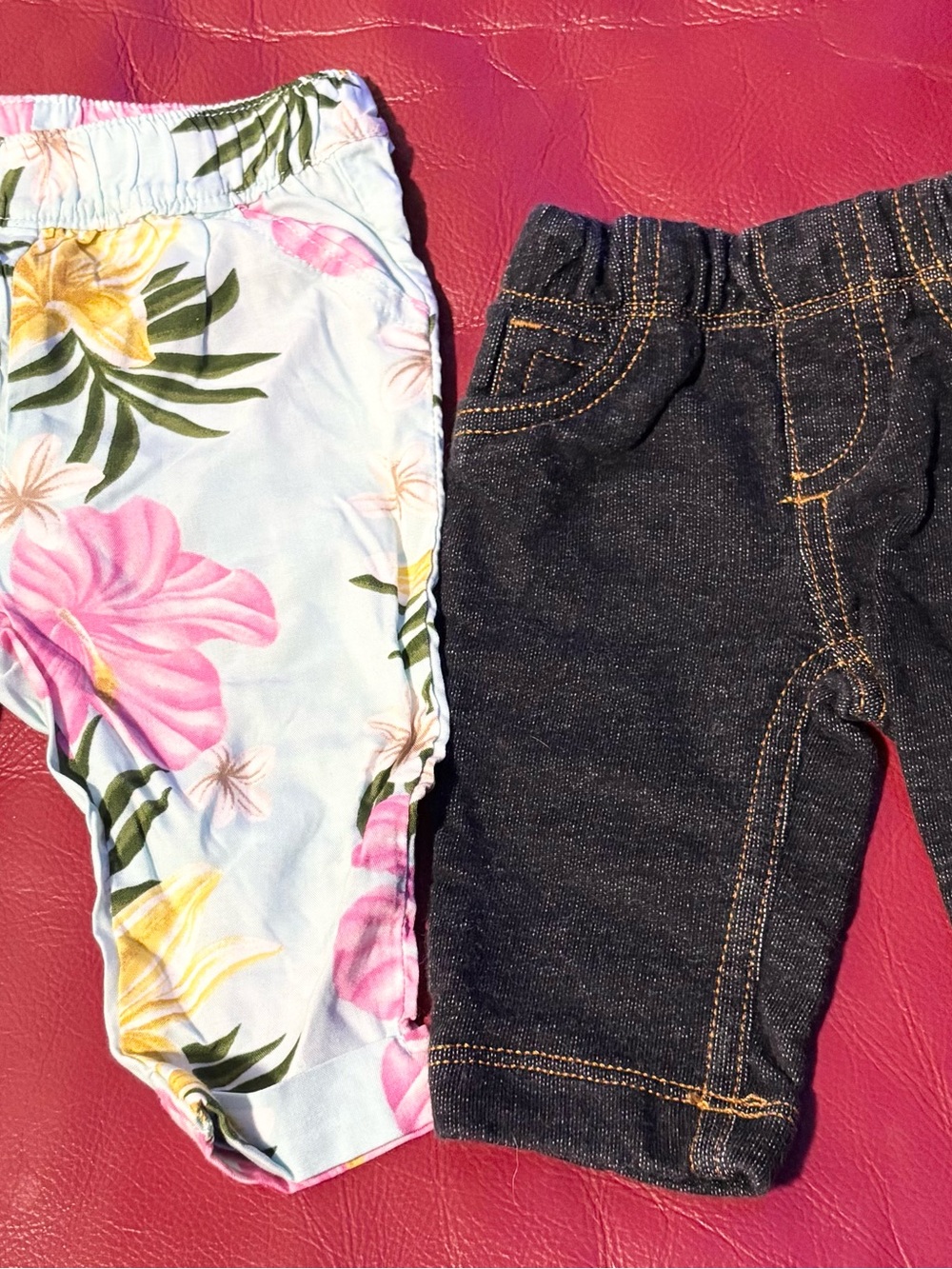 Carter's Floral Light Blue Swim Bottoms and Dark Denim-Look Shorts